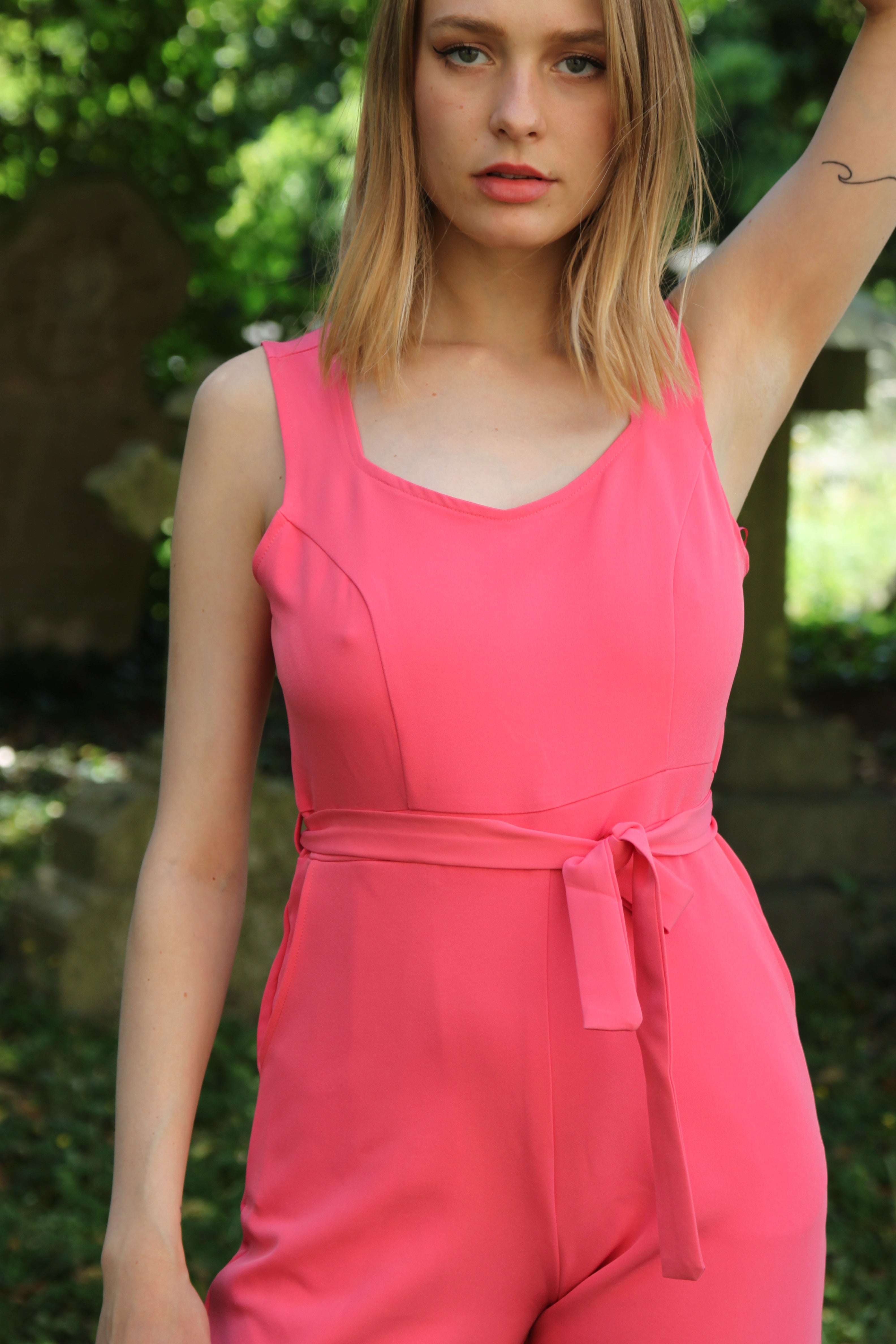 Fuchsia Pink Sleeveless Jumpsuit