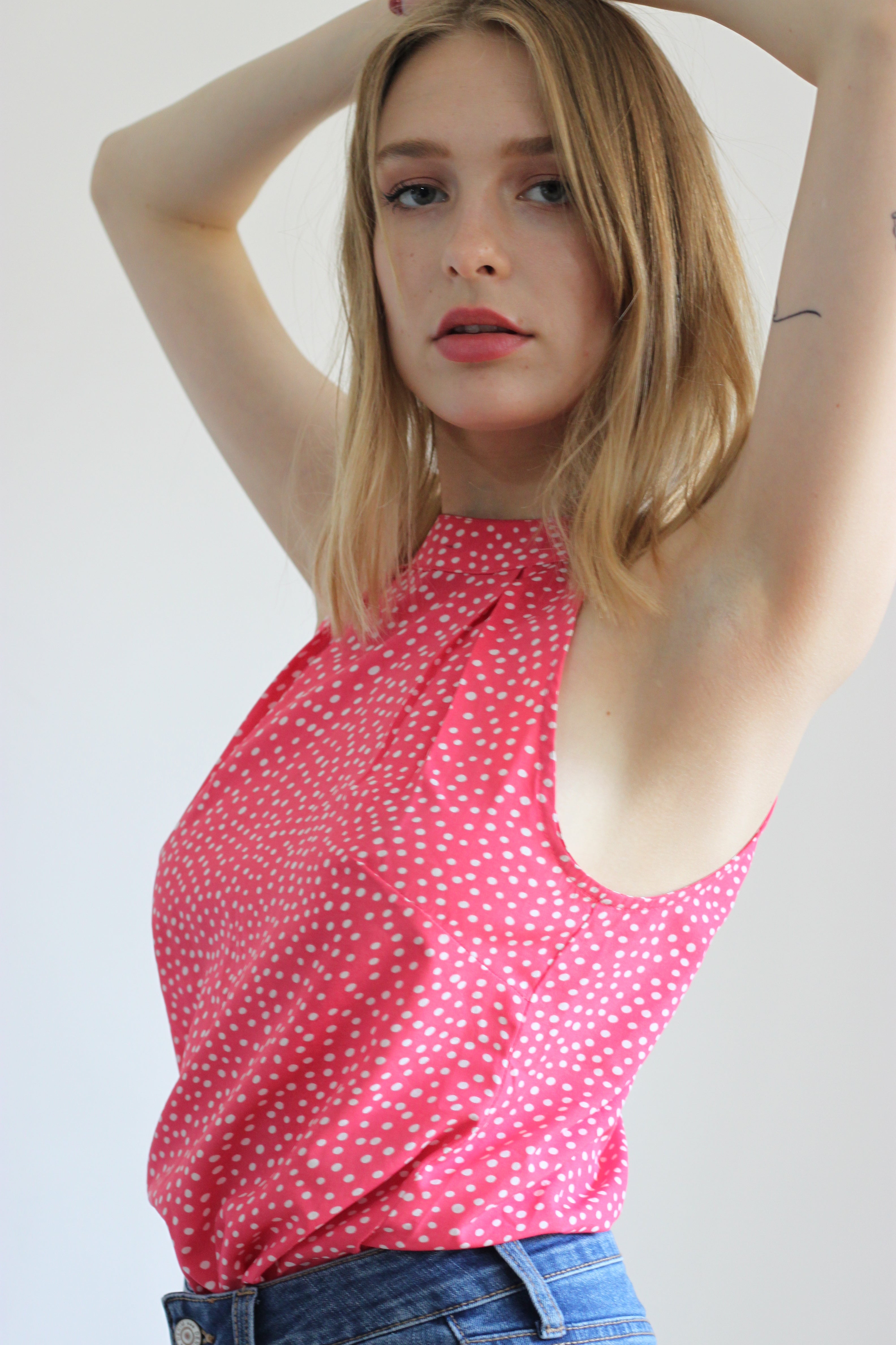 ★SCULPTOR★ Dot Halter Top Pink SC25S260PK Dot Halter Top Raw – Sculptor