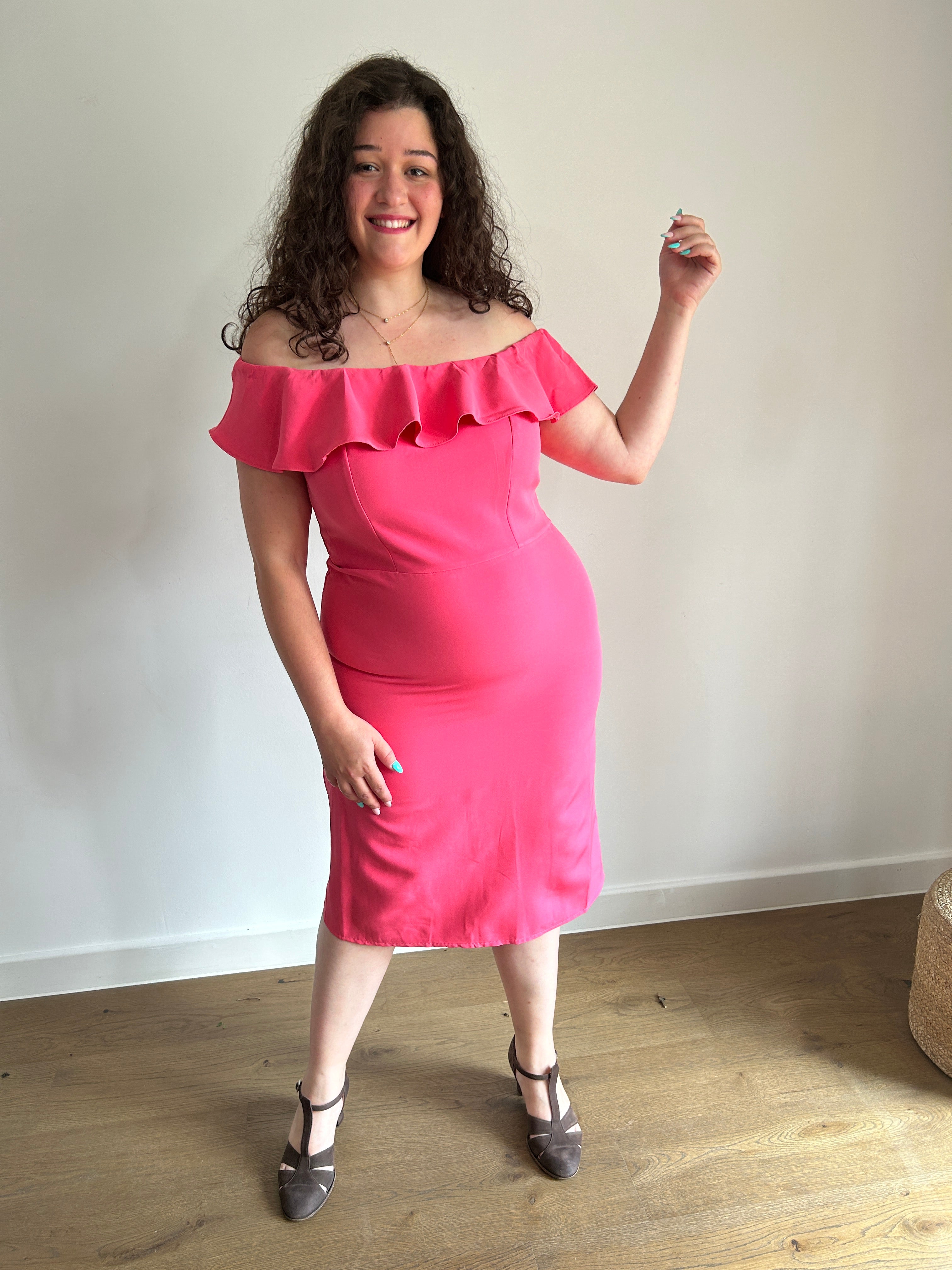 Pink off the shoulder bodycon dress store